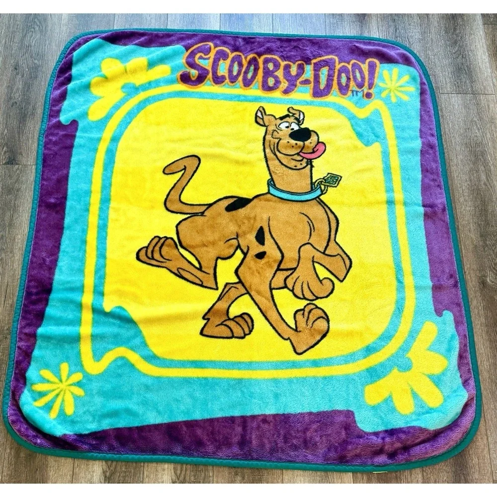 Scooby Doo Fleece Vintage Throw Blanket Purple Yellow Teal Plush  50